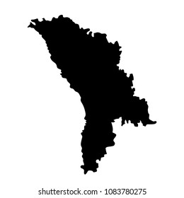 black silhouette country borders map of Moldavia on white background. Contour of state. Vector illustration