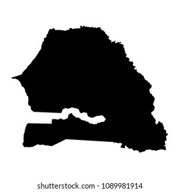 black silhouette country borders map of Senegal on white background. Contour of state. Vector illustration