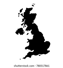 black silhouette country borders map of Great Britain on white background of vector illustration