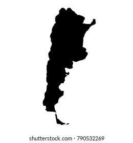 black silhouette country borders map of Argentina on white background of vector illustration