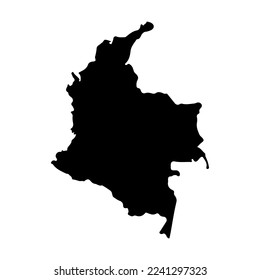 Black silhouette of the country Colombia. Map. Vector illustration