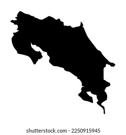 Black silhouette of the country of Costa Rica. Map. Vector illustration