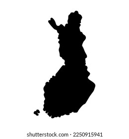 Black silhouette of the country of Finland. Map. Vector illustration