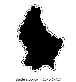 Black silhouette of the country Luxembourg with the contour line and the effect stickers vector illustration