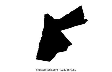 black silhouette of country map of Jordan in Middle East on white background