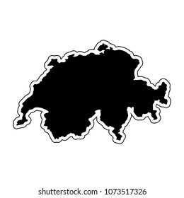 Black silhouette of the country Switzerland with the contour line and the effect stickers vector illustration