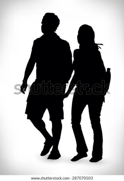 Download Black Silhouette Couple Walking Isolated On Stock Vector ...