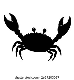 Black silhouette crab ocean animal seafood design.