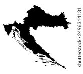 Black Silhouette of a Croatia Country land Map