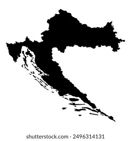 Black Silhouette of a Croatia Country land Map