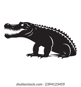 A black Silhouette crocodile animal
