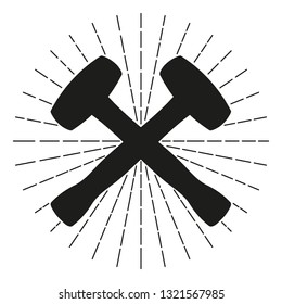 Black silhouette crossed hammers. Vector illustration.