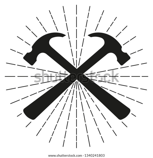 Black Silhouette Crossed Hammers Vector Illustration Stock Vector Royalty Free 1340241803