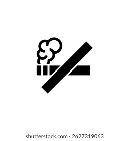 Black silhouette of a crossed out cigarette for no smoking areas and health concepts