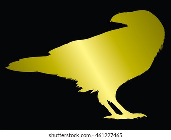 The black silhouette of a crow. Circuit birds. Raven. Rook. Magpie. Tattoo.