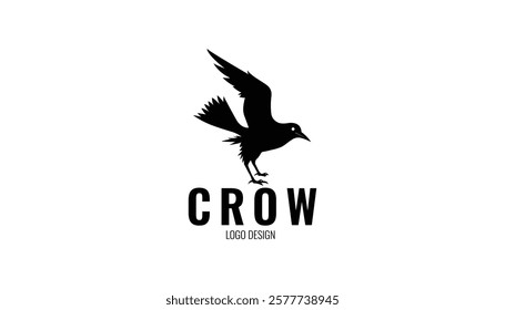  black silhouette crow logo design, animal logo