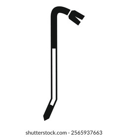 Black silhouette of a crowbar, a tool designed for applying force and leverage