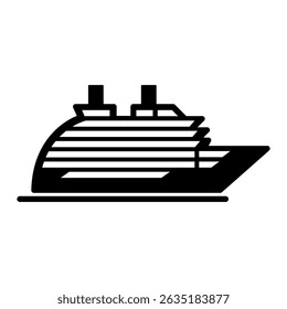 Silhueta preta de um navio de cruzeiro. Ilustração de vetor