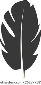 Black Silhouette of Curved Feather. Vector Illustration Design.