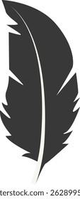 Black Silhouette of Curved Feather. Vector Illustration Design.