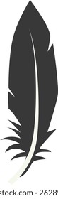 Black Silhouette of Curved Feather. Vector Illustration Design.