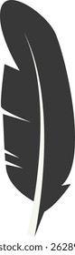Black Silhouette of Curved Feather. Vector Illustration Design.