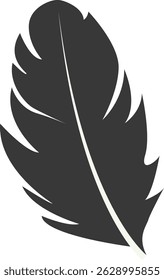 Black Silhouette of Curved Feather. Vector Illustration Design.
