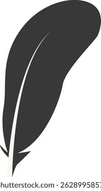 Black Silhouette of Curved Feather. Vector Illustration Design.