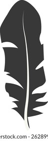 Black Silhouette of Curved Feather. Vector Illustration Design.