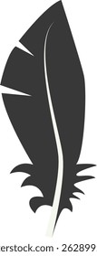 Black Silhouette of Curved Feather. Vector Illustration Design.