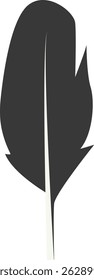 Black Silhouette of Curved Feather. Vector Illustration Design.
