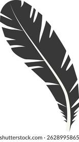 Black Silhouette of Curved Feather. Vector Illustration Design.