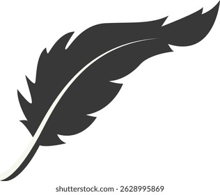 Black Silhouette of Curved Feather. Vector Illustration Design.