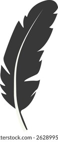 Black Silhouette of Curved Feather. Vector Illustration Design.