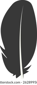 Black Silhouette of Curved Feather. Vector Illustration Design.