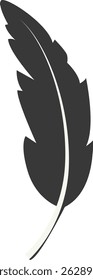 Black Silhouette of Curved Feather. Vector Illustration Design.