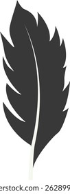 Black Silhouette of Curved Feather. Vector Illustration Design.