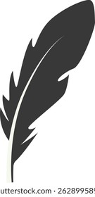 Black Silhouette of Curved Feather. Vector Illustration Design.