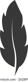 Black Silhouette of Curved Feather. Vector Illustration Design.