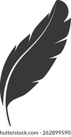 Black Silhouette of Curved Feather. Vector Illustration Design.