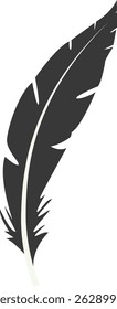 Black Silhouette of Curved Feather. Vector Illustration Design.
