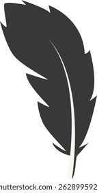 Schwarze Silhouette aus gebogener Feder. Vektorgrafik-Design.