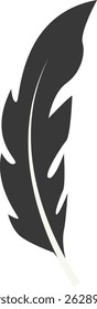 Black Silhouette of Curved Feather. Vector Illustration Design.