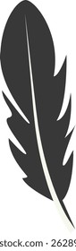 Black Silhouette of Curved Feather. Vector Illustration Design.