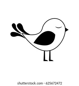 black silhouette with cute bird vector illustration