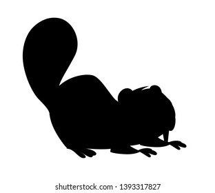 Black silhouette. Cute brown beaver sitting. Cartoon character design. North American beaver Castor canadensis. Rodentia mammals. Flat vector illustration isolated on white background. Front view.