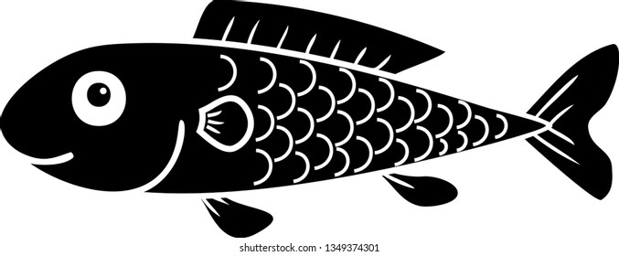 Black silhouette of cute cartoon fish