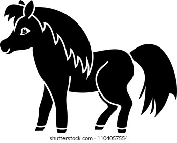 Black silhouette of cute cartoon pony