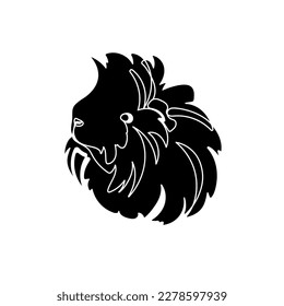 Black silhouette of the cute guinea pig on white background. Graphic drawing. Vector illustration.