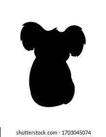 Black silhouette cute koala bear sit on the ground and looking at you cartoon animal design flat vector illustration isolated on white background